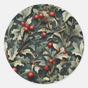 Vintage englische Stechpalmenbeere botanisch Runder Aufkleber