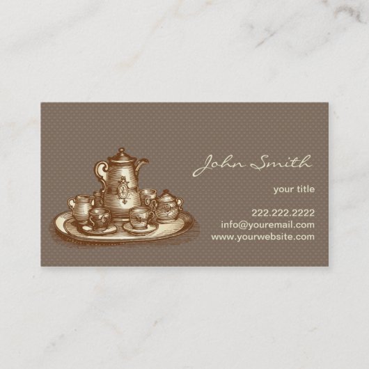 Vintage englische Tee-Set-Antiken-nennende Karte (Vorderseite)