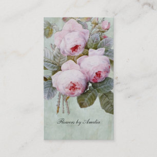 Vintage Englischer Rosengarten Botanischer Druck n Visitenkarte