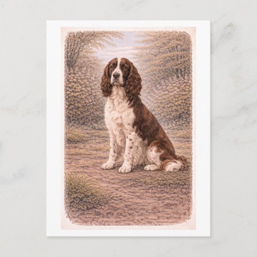 Vintage-Englischer Springer Spaniel Postkarte (Vorderseite)