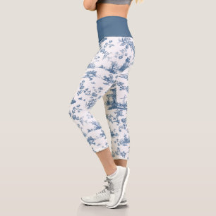 Vintage englisches Blumengemuster Toile de Jouy-Bl Capri Leggings