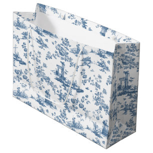 Vintage englisches Blumengemuster Toile de Jouy-Bl Große Geschenktüte