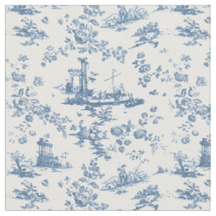 Vintage englisches Blumengemuster Toile de Jouy-Bl Stoff