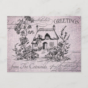 Vintage-englisches Cottage Cotswolds Postkarte