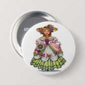 Vintage englisches Mädchen in elisabethanischer Kl Button (Vorne & Hinten)