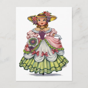 Vintage englisches Mädchen in elisabethanischer Kl Postkarte
