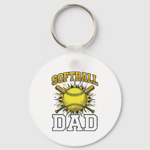 Vintage-Engraving-Shirt-Design für Softball-Väter_ Schlüsselanhänger