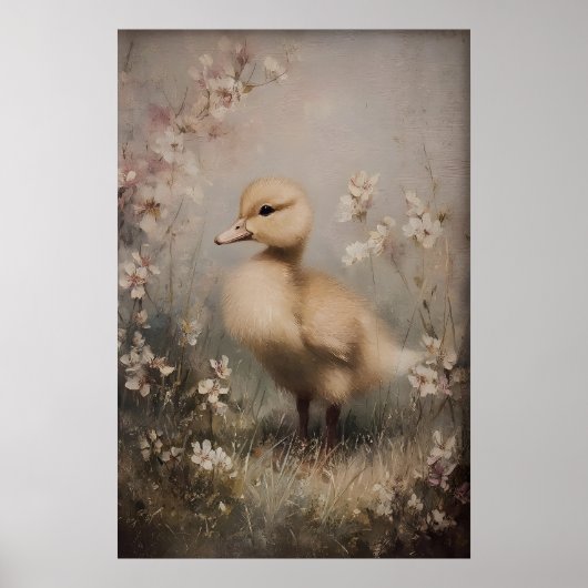 Vintage-Entchen-Druckkunst, Frühlingsente Poster (Vorne)