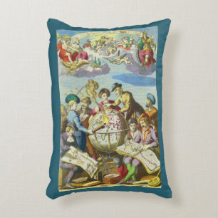 Vintage Entdecker mit antiker Globuskarte, 1542 Dekokissen