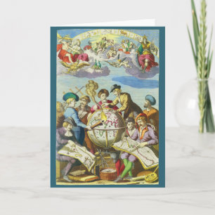 Vintage Entdecker mit antiker Globuskarte, 1542 Karte