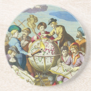 Vintage Entdecker mit antiker Weltkarte, 1542 Getränkeuntersetzer
