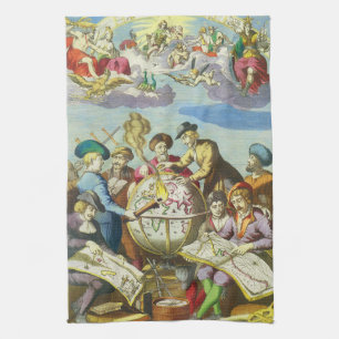 Vintage Entdecker mit antiker Weltkarte, 1542 Küchentuch
