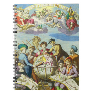 Vintage Entdecker mit antiker Weltkarte, 1542 Notizblock