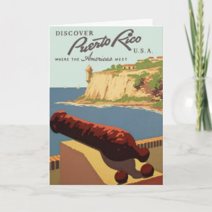 Vintage Entdeckungsreise Puerto Rico WPA Reise Pos Karte