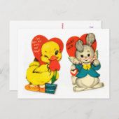 Vintage Ente & Bunny Child's Valentine Postkarte (Vorne/Hinten)