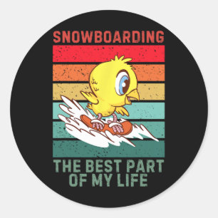 Vintage Ente der beste Teil meines Lebens Snowboar Runder Aufkleber