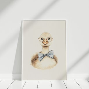 Vintage-Ente mit Fliege und Brille Kinderzimmer-Ku Poster