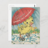 Vintage Ente "Under the Weather" Postkarte (Vorne/Hinten)
