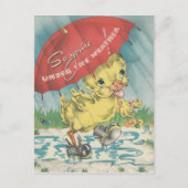 Vintage Ente "Under the Weather" Postkarte (Vorderseite)