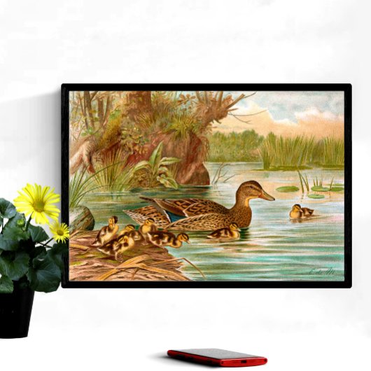 Vintage Enten am Teich 2 Poster