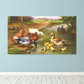 Vintage Enten Entenlein Landtiere Leinwand (Insitu (Holzboden))