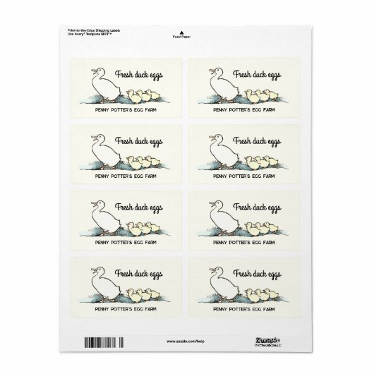 Vintage Enten und Entenlein Etikett auf der Faltsc (Vorne)