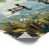 Vintage-Entenweiher-Landschaftskunst Poster (Ecke)