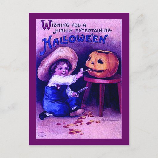 Vintage Entertaining Halloween Postkarte (Vorderseite)