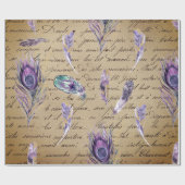 Vintage Entkopplung Bird Feather Ephemera Geschenkpapier (Flach)