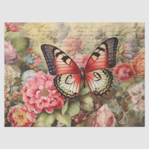 Vintage Entkopplung von Blumen und Schmetterlingen Seidenpapier