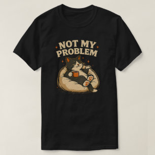 Vintage entspanntes Kaffee-Katze-Design T-Shirt