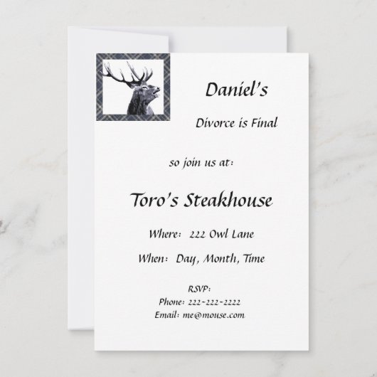 Vintage Entwurfsstag-Scheidung oder benutzerdefini Einladung (Rückseite)