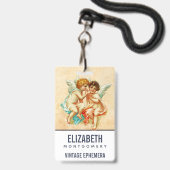 Vintage Ephemera Angel Cherubs Illustration Ausweis (Rückseite mit Lanyard)