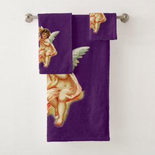 Vintage Ephemera Angel Cherubs Illustration Badhandtuch Set