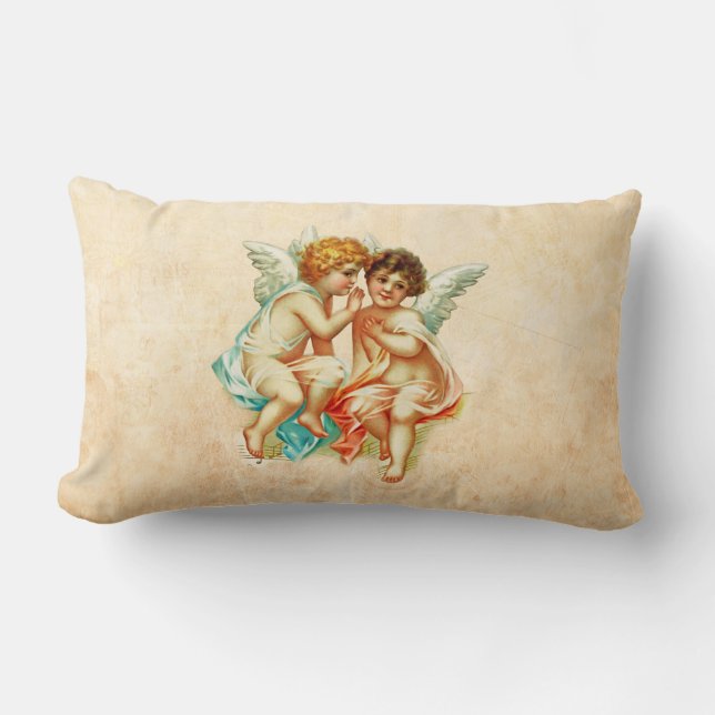 Vintage Ephemera Angel Cherubs Illustration Lendenkissen (Vorderseite)