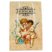 Vintage Ephemera Angel Cherubs Illustration Mittlere Geschenktüte (Vorderseite)
