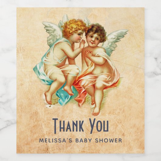 Vintage Ephemera Angel Cherubs Illustration Weinetikett (Einzelnes Label)