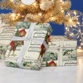 Vintage Ephemera Away in einem mageren Weihnachtsl Geschenkpapier