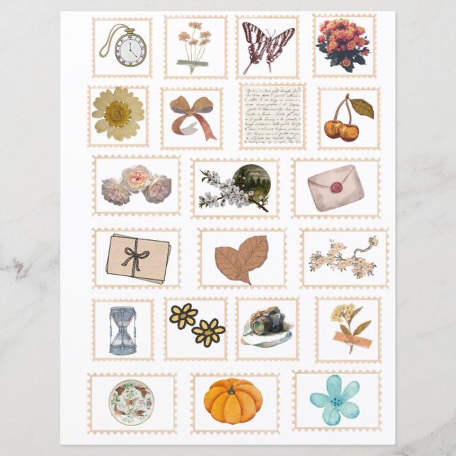 Vintage Ephemera Briefmarke Stickers (Vorderseite)