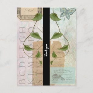 Vintage-Ephemera-Collage Danke Postkarte