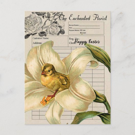 Vintage Ephemera Collage Osterpostkarte Postkarte (Vorderseite)