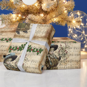 Vintage-Ephemera Deck the Hall Weihnachtslied  Geschenkpapier