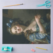 Vintage Ephemera Decoupage Woman in Blue Dress Seidenpapier (Basteln)