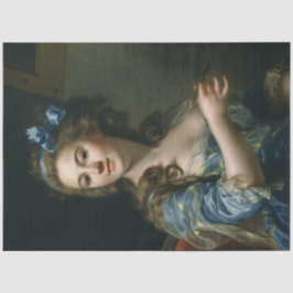 Vintage Ephemera Decoupage Woman in Blue Dress Seidenpapier