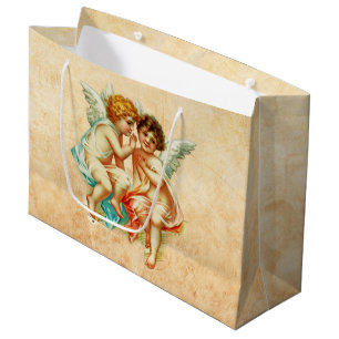 Vintage-Ephemera-Engel-Cherubim-Illustration Große Geschenktüte