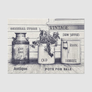 Vintage-Ephemera Rustikale Landkrüge Seidenpapier