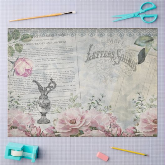 Vintage Ephemera Shabby Chic Seidenpapier (Basteln)