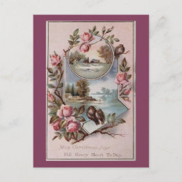 Vintage Ephemera Weihnachtsgeburten Landschaft Flo Feiertagspostkarte