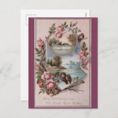 Vintage Ephemera Weihnachtsgeburten Landschaft Flo Feiertagspostkarte (Vorne/Hinten)