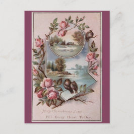 Vintage Ephemera Weihnachtsgeburten Landschaft Flo Feiertagspostkarte